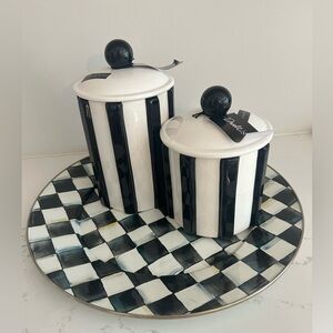 Mackenzie Childs-inspired black and white canister set- NEW